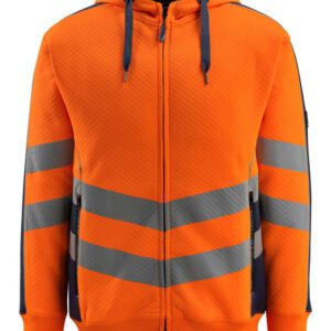 Felpa con cappuccio con chiusura lampo MASCOT 50138-932, arancio hi-vis/blu navy scuro (14010)
